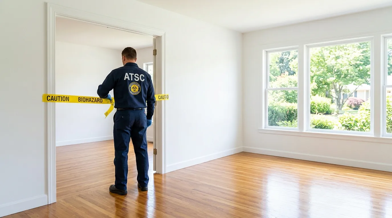 Certified biohazard cleanup crew performing Decomposition Cleanup in Forestville